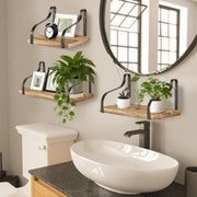 3 Stück schwebende Holzregale, 3 Größen, rustikale braune Wandregale, hängende Bücherregale, kleine Bauernhaus-Dekoration, Wandmontage, Display für Wohnzimmer, Schlafzimmer, Küche, Badezimmer, Büro