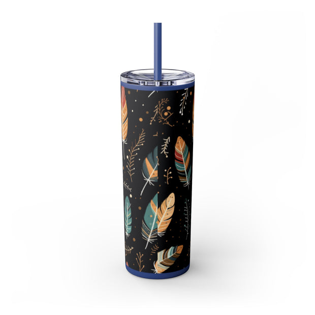 Boho Feather Skinny Tumbler | 20oz Reisebecher, umweltfreundliches Trinkgeschirr, perfekt für Geschenke, Sommerstimmung, Outdoor-Abenteuer