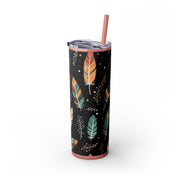 Boho Feather Skinny Tumbler | 20oz Reisebecher, umweltfreundliches Trinkgeschirr, perfekt für Geschenke, Sommerstimmung, Outdoor-Abenteuer
