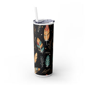 Boho Feather Skinny Tumbler | 20oz Reisebecher, umweltfreundliches Trinkgeschirr, perfekt für Geschenke, Sommerstimmung, Outdoor-Abenteuer