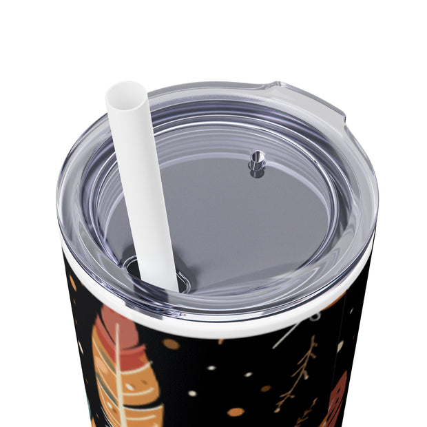 Boho Feather Skinny Tumbler | 20oz Reisebecher, umweltfreundliches Trinkgeschirr, perfekt für Geschenke, Sommerstimmung, Outdoor-Abenteuer