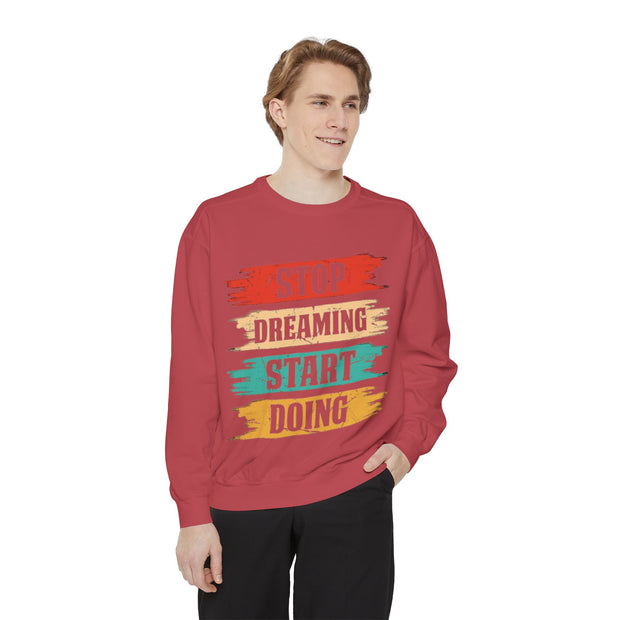 Inspirierendes Unisex-Sweatshirt mit Kleidungsstückfärbung | Motivierende Zitat-Kleidung, gemütliches Geschenk, tägliche Erinnerung, Alltagskleidung, lässiger Stil