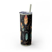 Boho Feather Skinny Tumbler | 20oz Reisebecher, umweltfreundliches Trinkgeschirr, perfekt für Geschenke, Sommerstimmung, Outdoor-Abenteuer