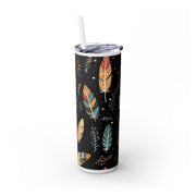 Boho Feather Skinny Tumbler | 20oz Reisebecher, umweltfreundliches Trinkgeschirr, perfekt für Geschenke, Sommerstimmung, Outdoor-Abenteuer