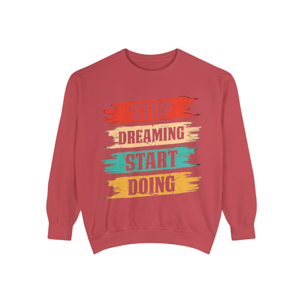 Inspirierendes Unisex-Sweatshirt mit Kleidungsstückfärbung | Motivierende Zitat-Kleidung, gemütliches Geschenk, tägliche Erinnerung, Alltagskleidung, lässiger Stil