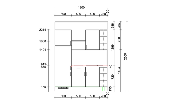 190cm GEBA Miniküche „Chemnitz“ – vormontiert inkl. E-Geräte & Zubehör