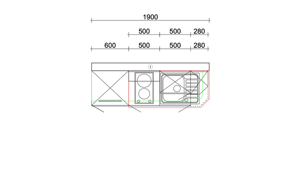 190cm GEBA Miniküche „Chemnitz“ – vormontiert inkl. E-Geräte & Zubehör