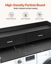 Waschtrockner-Arbeitsplatte, 27,5 Tiefe x 54 Breite, Waschtrockner-Holzplatte für die Organisation der Waschküche mit 2 Schubladenregalen 