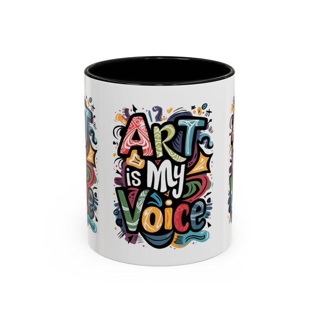 Kunst ist meine Stimme Kaffeetasse, Motivationstasse, Geschenk für Künstler, inspirierendes Trinkgeschirr, bunte Kunstliebhabertasse