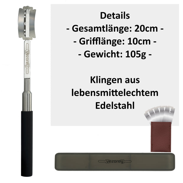VEZOREY®-Edelstahl Brotklinge mit Aufbewahrungsbox und 5 Ersatzklingen-2