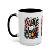Kunst ist meine Stimme Kaffeetasse, Motivationstasse, Geschenk für Künstler, inspirierendes Trinkgeschirr, bunte Kunstliebhabertasse