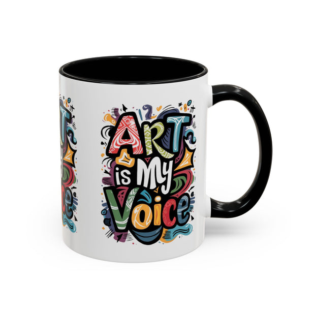 Kunst ist meine Stimme Kaffeetasse, Motivationstasse, Geschenk für Künstler, inspirierendes Trinkgeschirr, bunte Kunstliebhabertasse