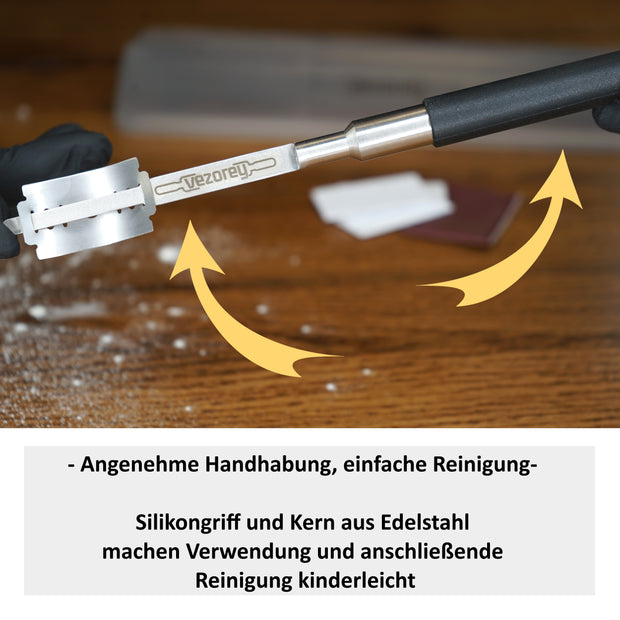 VEZOREY®-Edelstahl Brotklinge mit Aufbewahrungsbox und 5 Ersatzklingen-3