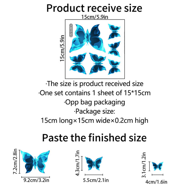 Blau leuchtende kleine Schmetterling Schlafzimmer Wohnzimmer leuchtende Aufkleber Home Decor
