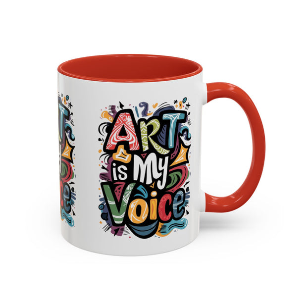 Kunst ist meine Stimme Kaffeetasse, Motivationstasse, Geschenk für Künstler, inspirierendes Trinkgeschirr, bunte Kunstliebhabertasse