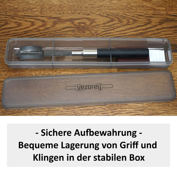 VEZOREY®-Edelstahl Brotklinge mit Aufbewahrungsbox und 5 Ersatzklingen-4