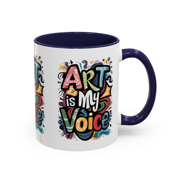 Kunst ist meine Stimme Kaffeetasse, Motivationstasse, Geschenk für Künstler, inspirierendes Trinkgeschirr, bunte Kunstliebhabertasse