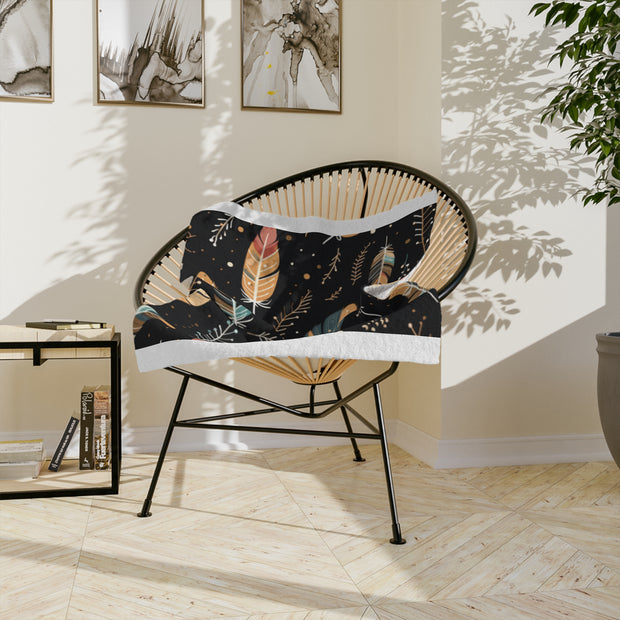 Kuschelige Decke mit Federdruck, weiche Decke für die Inneneinrichtung, perfektes Geschenk für Naturliebhaber, Camping, gemütliche Nächte, Decke im Boho-Stil