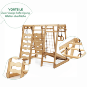 6in1 Indoor-Spielplatz aus Holz für Kinder –  Schaukel, Rutsche, Seil und Treppe