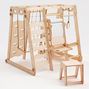 6in1 Indoor-Spielplatz aus Holz für Kinder –  Schaukel, Rutsche, Seil und Treppe