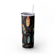 Boho Feather Skinny Tumbler | 20oz Reisebecher, umweltfreundliches Trinkgeschirr, perfekt für Geschenke, Sommerstimmung, Outdoor-Abenteuer