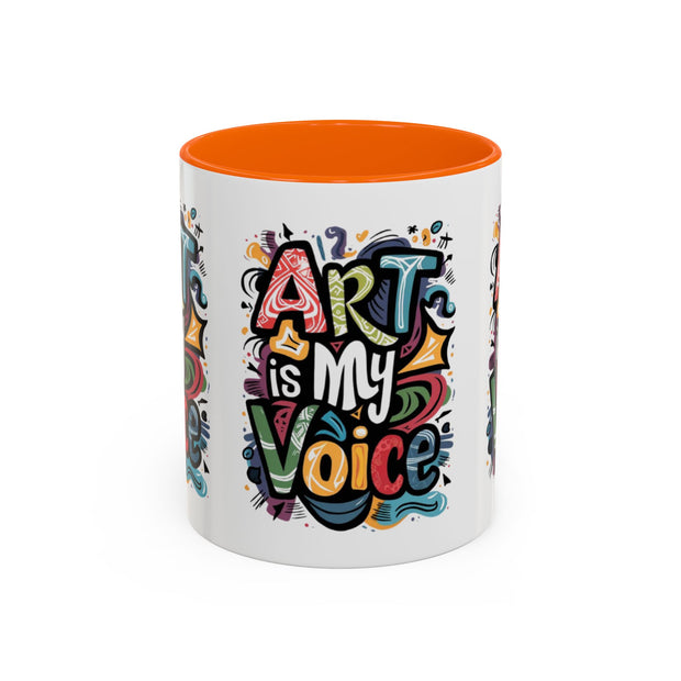 Kunst ist meine Stimme Kaffeetasse, Motivationstasse, Geschenk für Künstler, inspirierendes Trinkgeschirr, bunte Kunstliebhabertasse