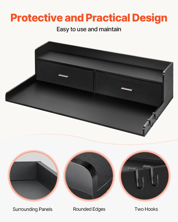 Waschtrockner-Arbeitsplatte, 27,5 Tiefe x 54 Breite, Waschtrockner-Holzplatte für die Organisation der Waschküche mit 2 Schubladenregalen 