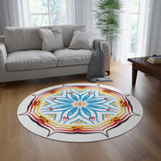Lebendiger Mandala-Rundteppich, Boho-Wohndekor, Wohnzimmer-Akzent, Yogamatte, farbenfroher Bodenbelag, einzigartiges Geschenk für jeden Anlass