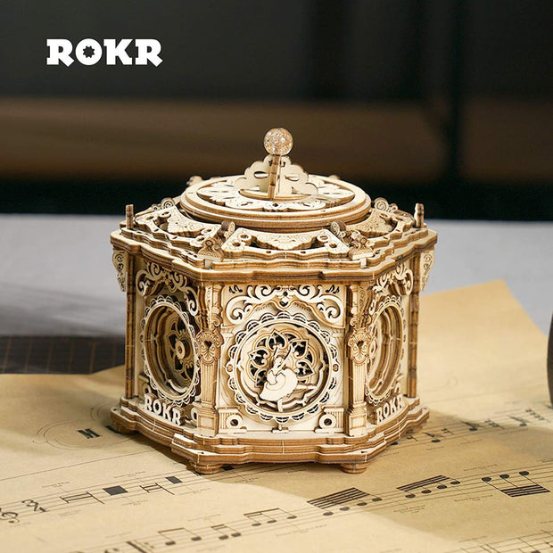 Robotime Rokr DIY Mechanische Spieluhr Bausatz, 3D-Puzzle aus Holz für Erwachsene, Selbstmontage-Bauprojekt – Geheimer Garten