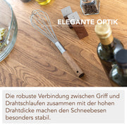 VEZOREY® - Schneebesen - Rührbesen - Edelstahl Schneebesen mit Akazienholzgriff - 28cm-4