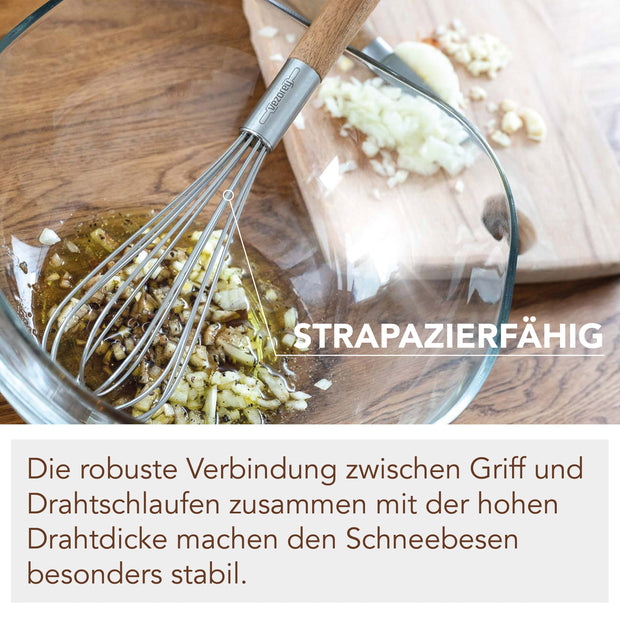 VEZOREY® - Schneebesen - Rührbesen - Edelstahl Schneebesen mit Akazienholzgriff - 28cm-3
