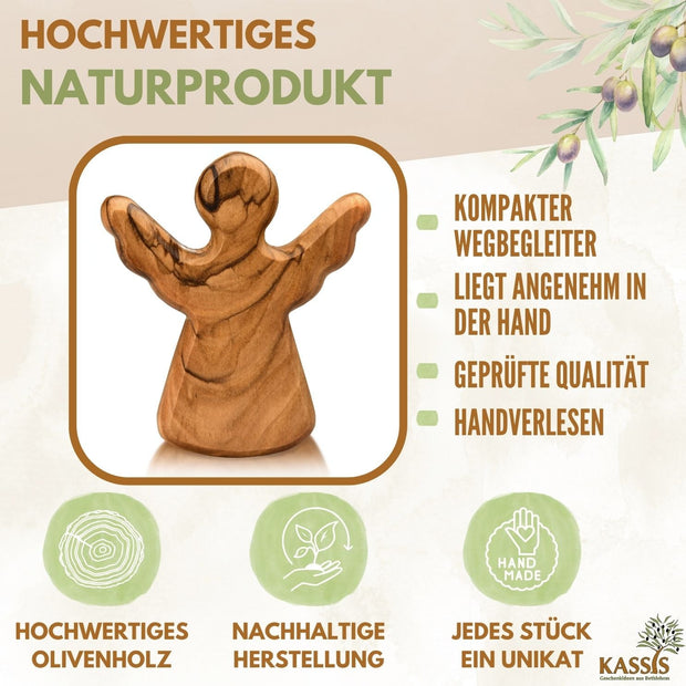 Schutzengel als Handschmeichler aus Olivenholz-1