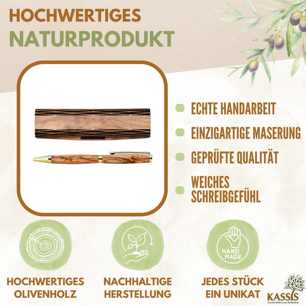 Kugelschreiber mit Holzschachtel aus Olivenholz-1