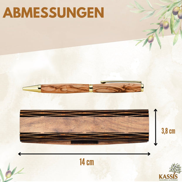 Kugelschreiber mit Holzschachtel aus Olivenholz-2