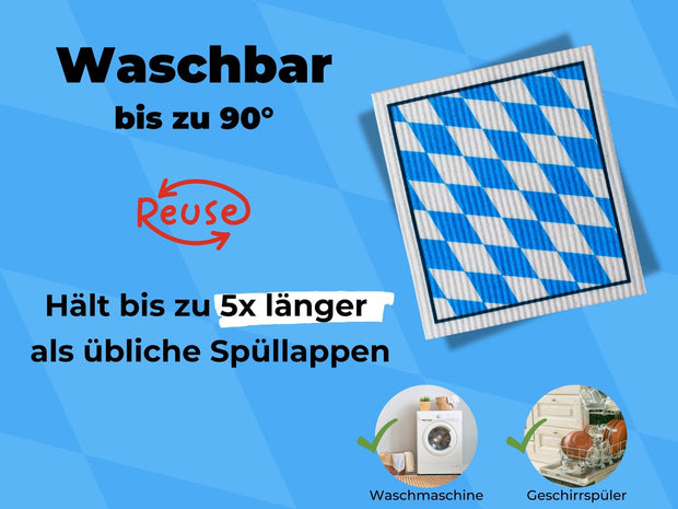 Bayern Souvenir Spültücher bedruckt (5x) - Bayrische Flagge