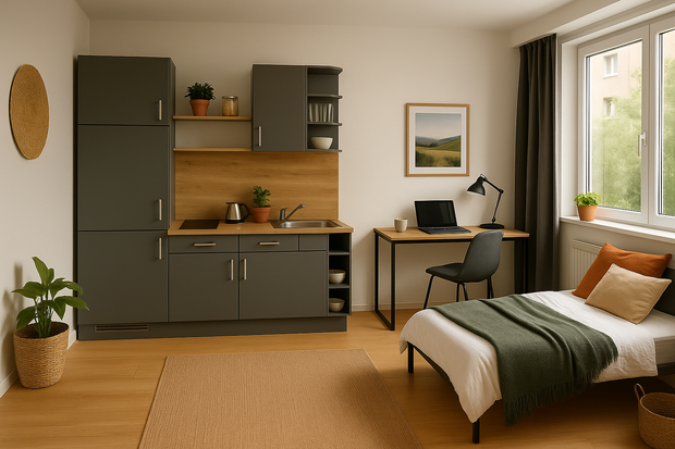 190cm GEBA Miniküche „Chemnitz“ – vormontiert inkl. E-Geräte & Zubehör