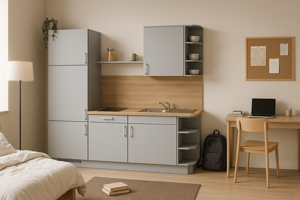 190cm GEBA Miniküche „Chemnitz“ – vormontiert inkl. E-Geräte & Zubehör