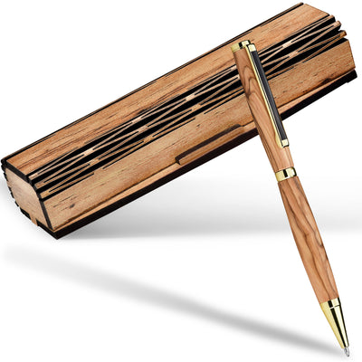 Kugelschreiber mit Holzschachtel aus Olivenholz-0