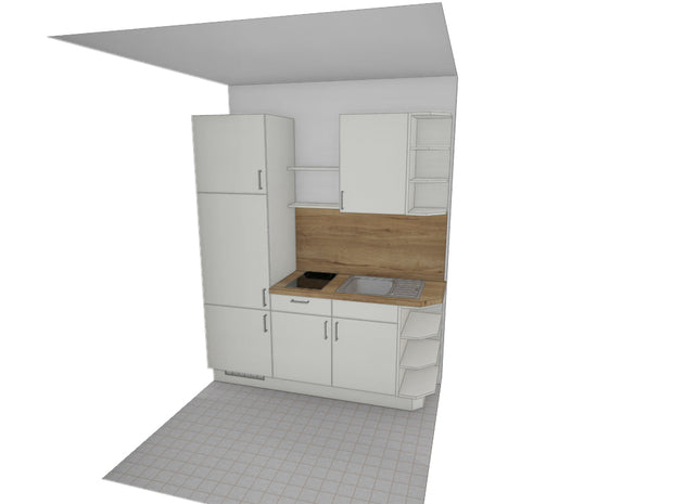 190cm GEBA Miniküche „Chemnitz“ – vormontiert inkl. E-Geräte & Zubehör