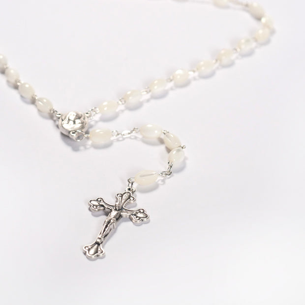 Rosenkranz mit ovalen Perlen aus Perlmutt-3