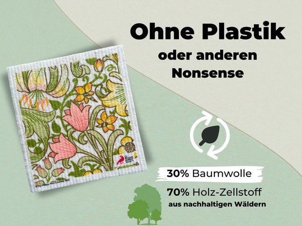 3x Art Spültücher waschbar - Original William Morris Golden Lily