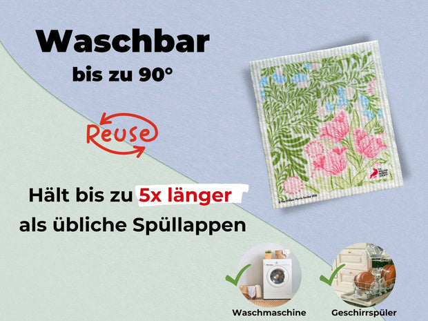 3x Art Spültücher waschbar - Original William Morris Bower