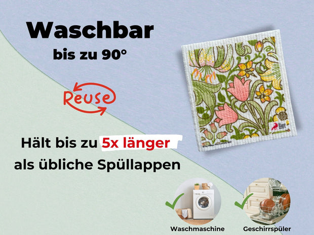 3x Art Spültücher waschbar - Original William Morris Golden Lily