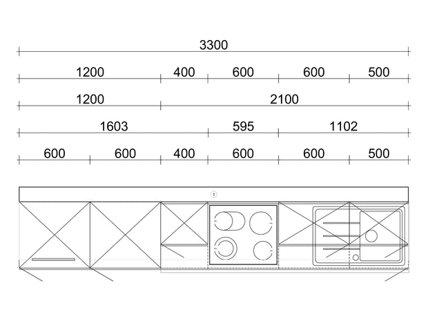 330cm GEBA Komplett-Küchenzeile – vormontiert mit oder ohne E-Geräten, Nischenrückwand & LED-Beleuchtung