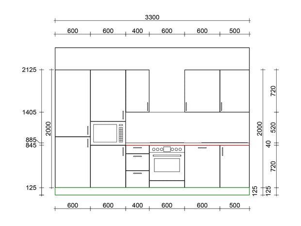 330cm GEBA Komplett-Küchenzeile – vormontiert mit oder ohne E-Geräten, Nischenrückwand & LED-Beleuchtung