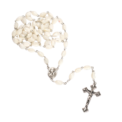 Rosenkranz mit ovalen Perlen aus Perlmutt-0