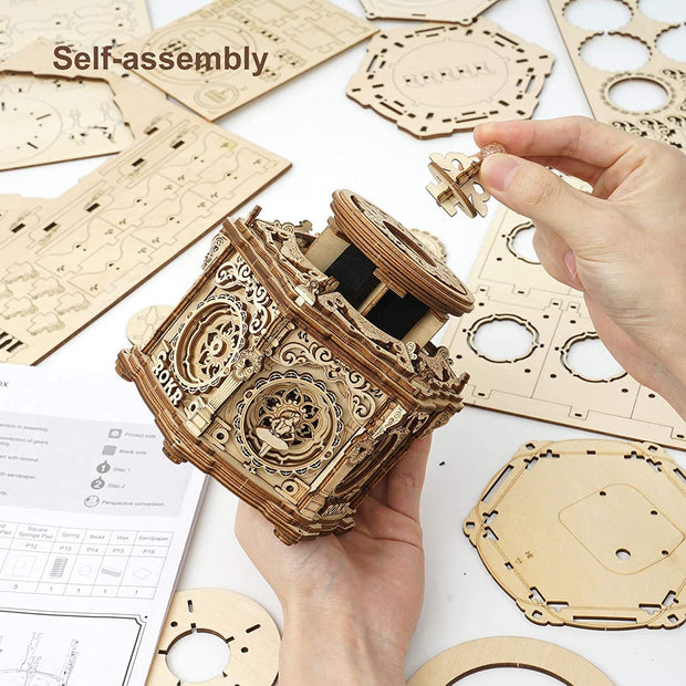 Robotime Rokr DIY Mechanische Spieluhr Bausatz, 3D-Puzzle aus Holz für Erwachsene, Selbstmontage-Bauprojekt – Geheimer Garten