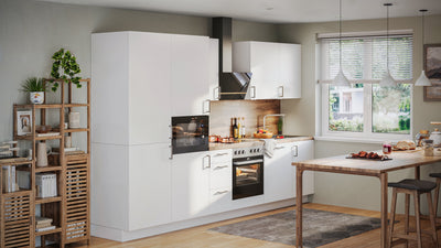 330cm GEBA Komplett-Küchenzeile – vormontiert mit oder ohne E-Geräten, Nischenrückwand & LED-Beleuchtung