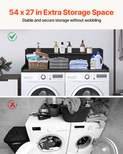 Waschtrockner-Arbeitsplatte, 27,5 Tiefe x 54 Breite, Waschtrockner-Holzplatte für die Organisation der Waschküche mit 2 Schubladenregalen 
