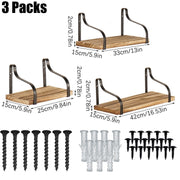 3 Stück schwebende Holzregale, 3 Größen, rustikale braune Wandregale, hängende Bücherregale, kleine Bauernhaus-Dekoration, Wandmontage, Display für Wohnzimmer, Schlafzimmer, Küche, Badezimmer, Büro